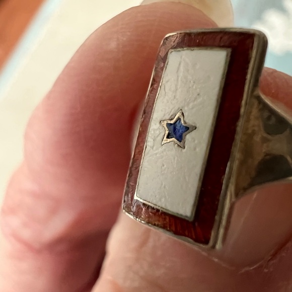 Vintage WWII Blue Star Service Banner Sterling Silver Ring 4 - Picture 11 of 13